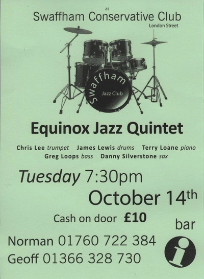 Swaffham Jazz Club Poster - October 2025
